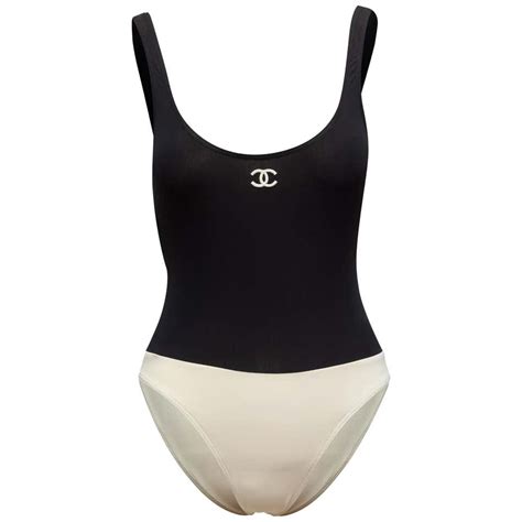 chanel swimsuit black white